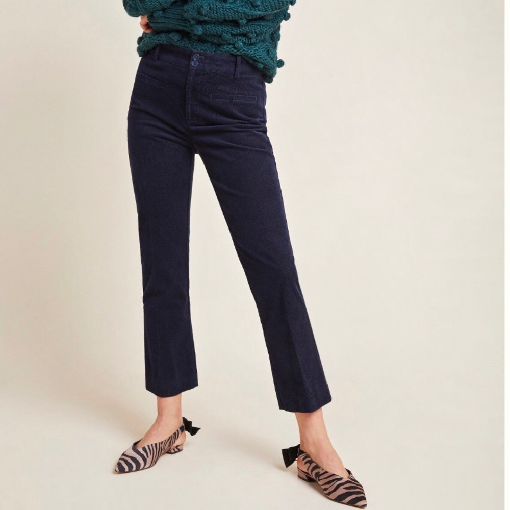 The Essential Corduroy Cropped Flare Trouser Navy